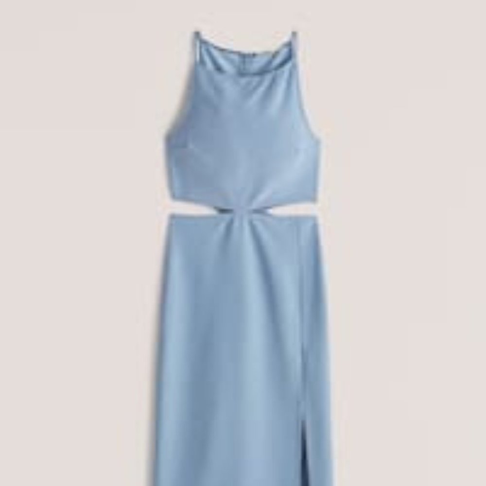 Abercrombie and Fitch Boatneck Side Cutout Midi Dress Light Blue Small